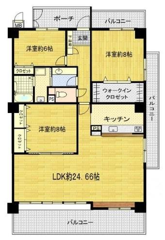 3LDK apartment in Kita Ward, Kobe
