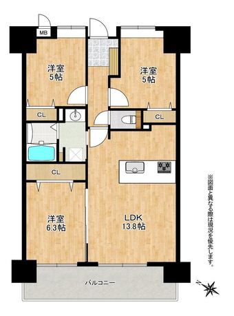 3LDK apartment in Chikushino