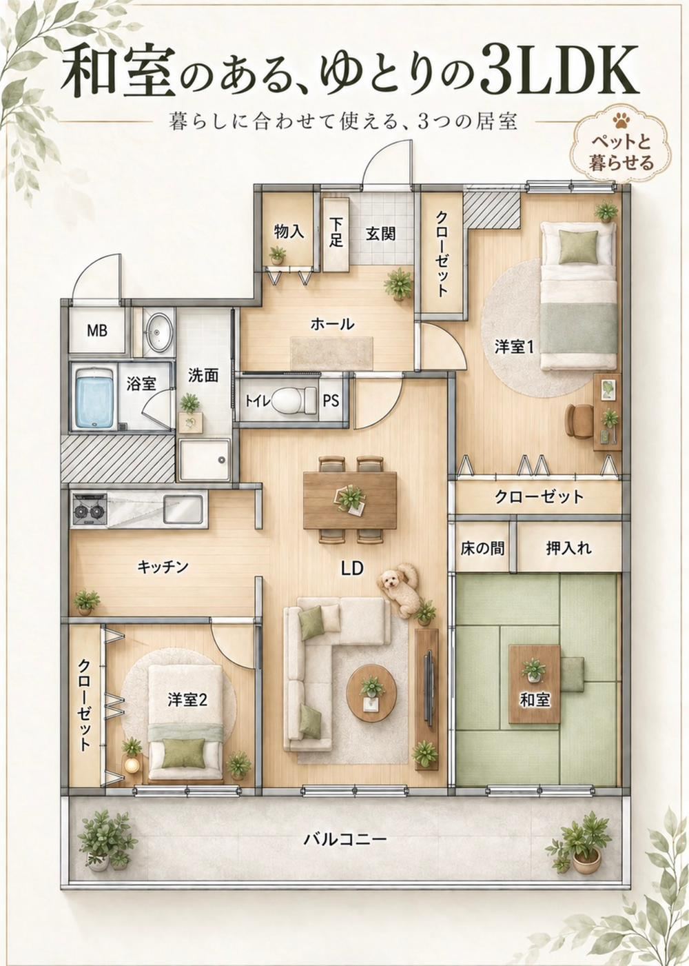 3LDK apartment in Kasuga, Fukuoka - Photo 1