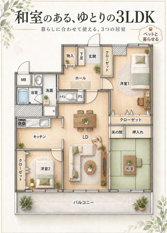 3LDK apartment in Kasuga