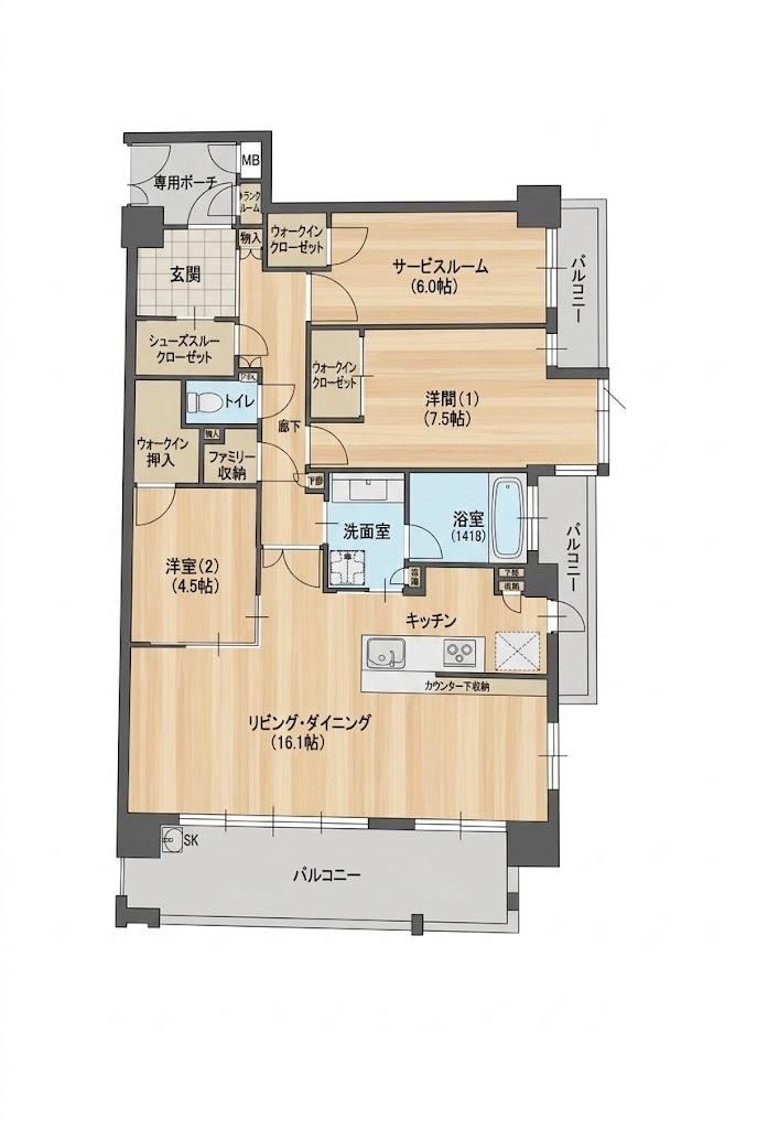 2LDK+S apartment in Matsuyama, Ehime - Photo 1