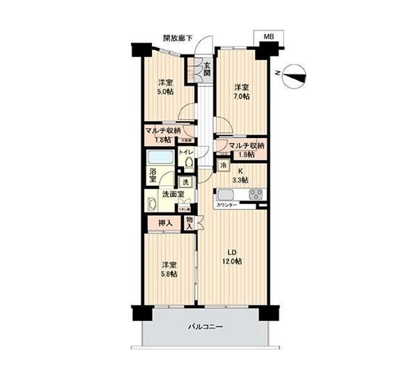 3LDK apartment in Hiratsuka, Kanagawa - Photo 1