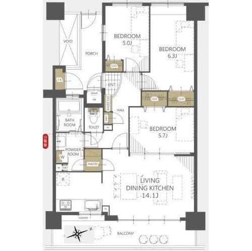 3LDK apartment in Aki Ward, Hiroshima - Photo 1