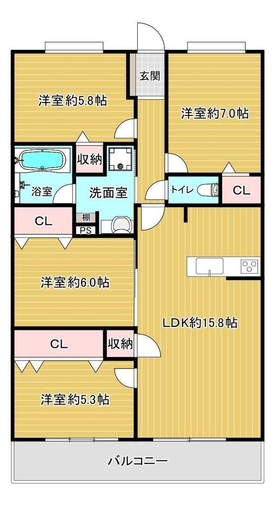 4LDK apartment in Yahatahigashi Ward, Kitakyushu, Fukuoka - Photo 1
