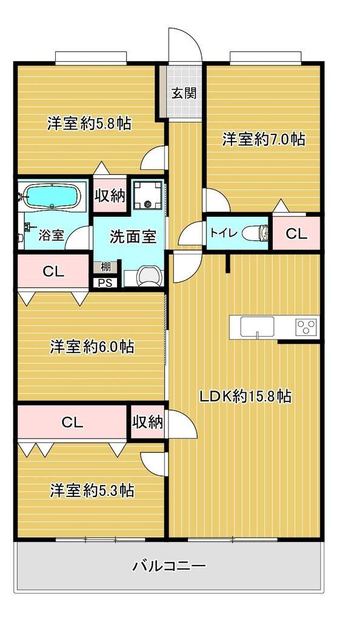 4LDK apartment in Yahatahigashi Ward, Kitakyushu