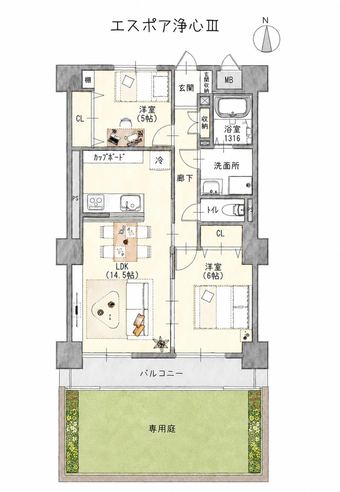 2LDK apartment in Nishi Ward, Nagoya