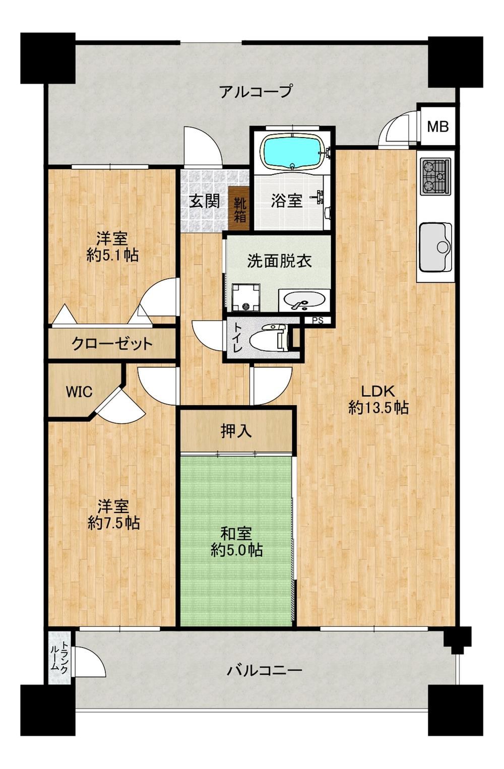 3LDK apartment in Higashi Ward, Kumamoto - Photo 1