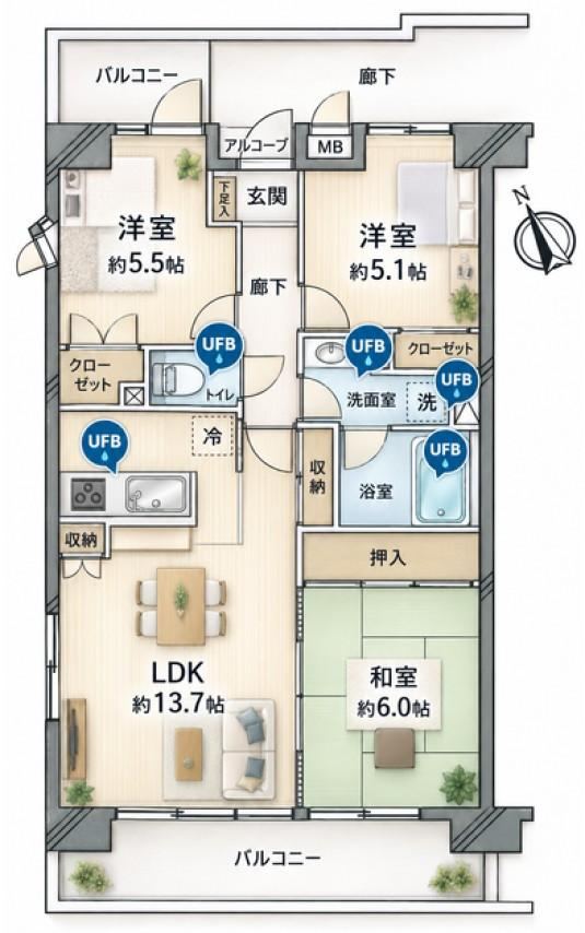 3LDK apartment in Hachioji, Tokyo - Photo 1