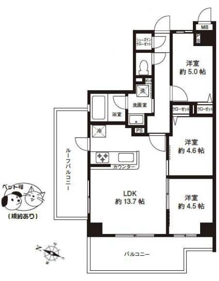 3LDK apartment in Kawasaki Ward, Kawasaki, Kanagawa - Photo 1