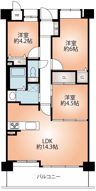 3LDK apartment in Yodogawa Ward