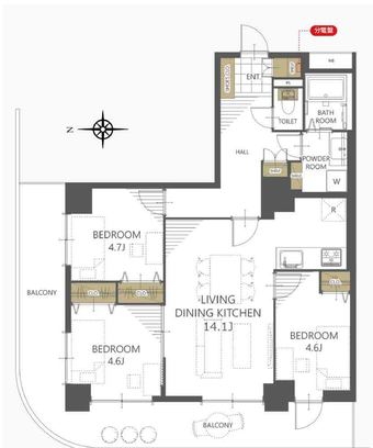 3LDK apartment in Kita Ward, Nagoya