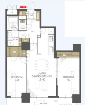 2LDK apartment in Kita Ward, Nagoya
