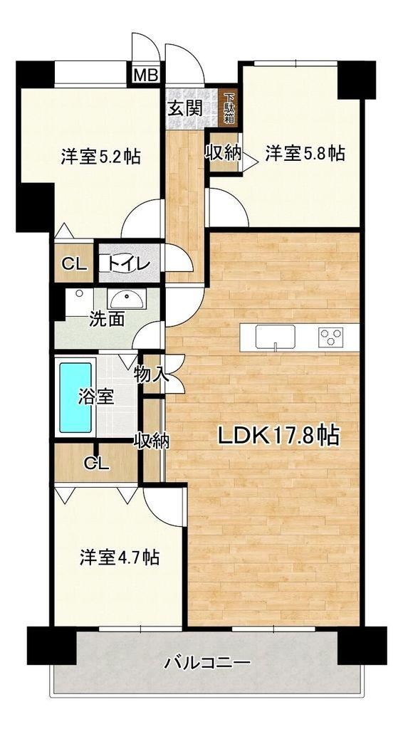 3LDK apartment in Moji Ward, Kitakyushu, Fukuoka - Photo 1