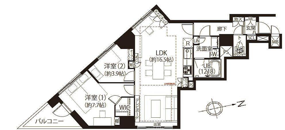 2LDK apartment in Shinjuku Ward, Tokyo - Photo 1