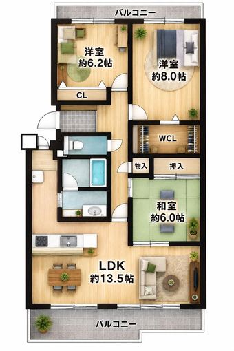 3LDK apartment in Tondabayashi
