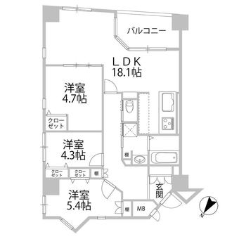 3LDK apartment in Minami Ward