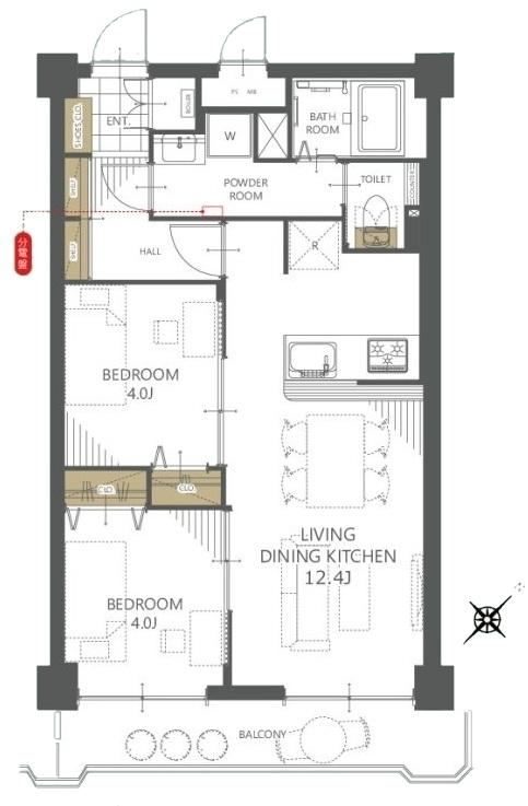 2LDK apartment in Hakata Ward, Fukuoka - Photo 1