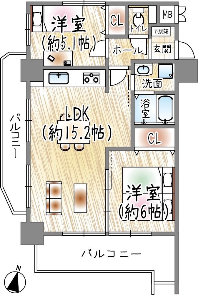 2LDK apartment in Hyogo Ward, Kobe, Hyogo - Photo 1
