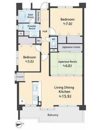 3LDK apartment in Nishi Ward, Nagoya