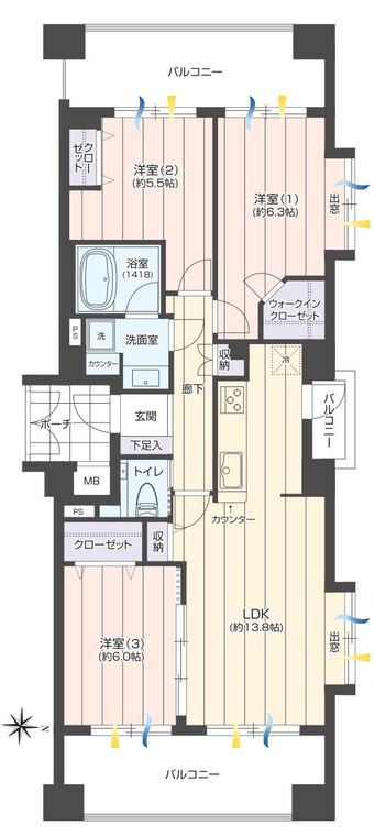 3LDK apartment in Kodaira