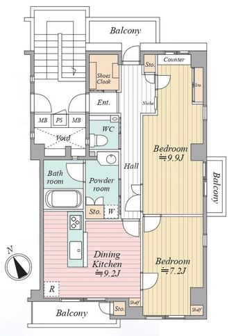 2DK+S apartment in Fuchu