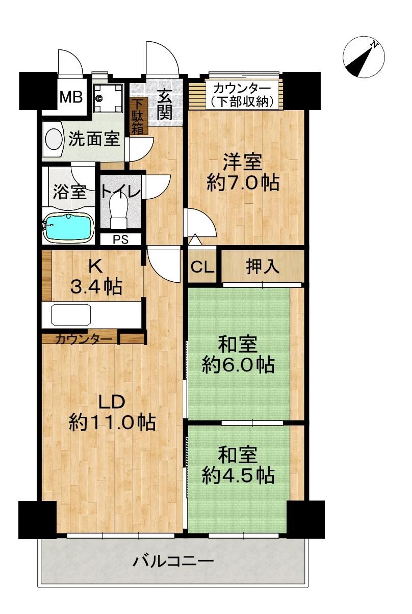 3LDK apartment in Higashiosaka, Osaka - Photo 1