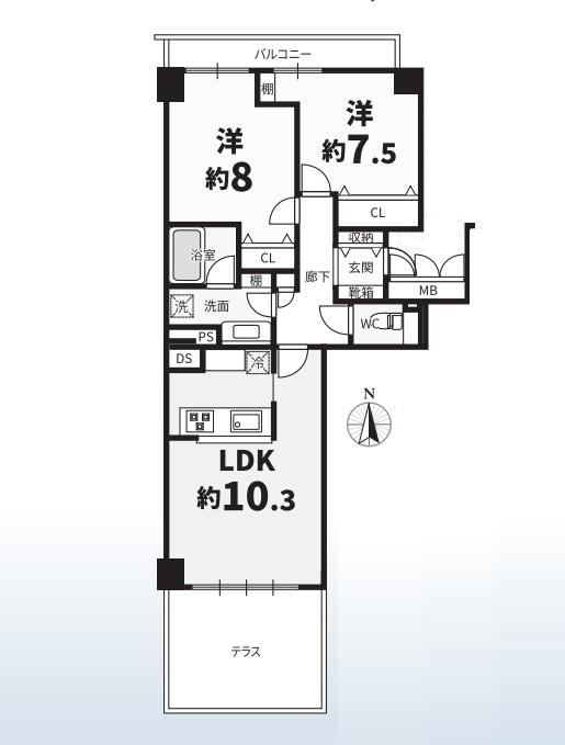 2LDK apartment in Koshigaya, Saitama - Photo 1
