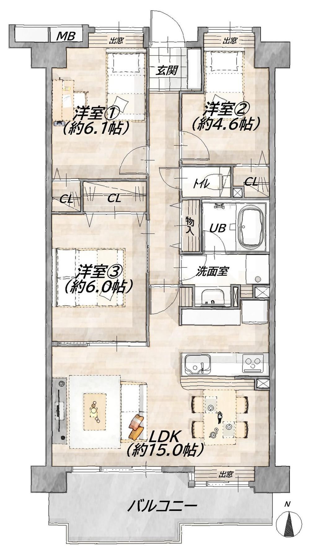 3LDK apartment in Taihaku Ward, Sendai, Miyagi - Photo 1