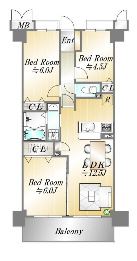 3LDK apartment in Chuo Ward, Kobe, Hyogo - Photo 1