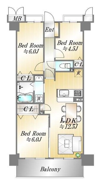 3LDK apartment in Chuo Ward, Kobe