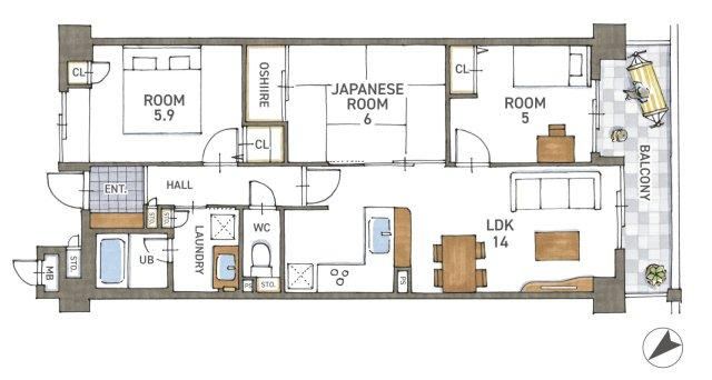 3LDK apartment in Toyonaka, Osaka - Photo 1
