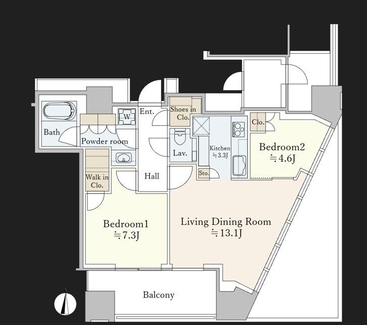 2LDK apartment in Minato Ward, Tokyo - Photo 1