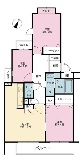 3LDK apartment in Konan Ward, Yokohama
