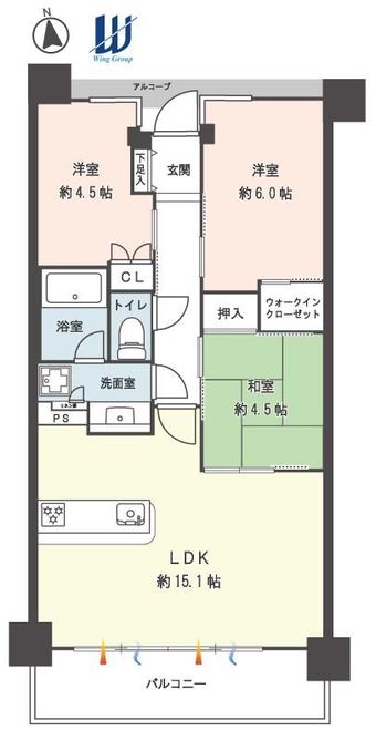 3LDK apartment in Kanagawa Ward, Yokohama