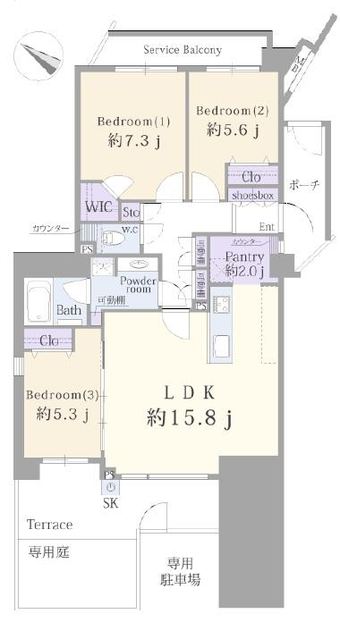 3LDK apartment in Tama Ward, Kawasaki