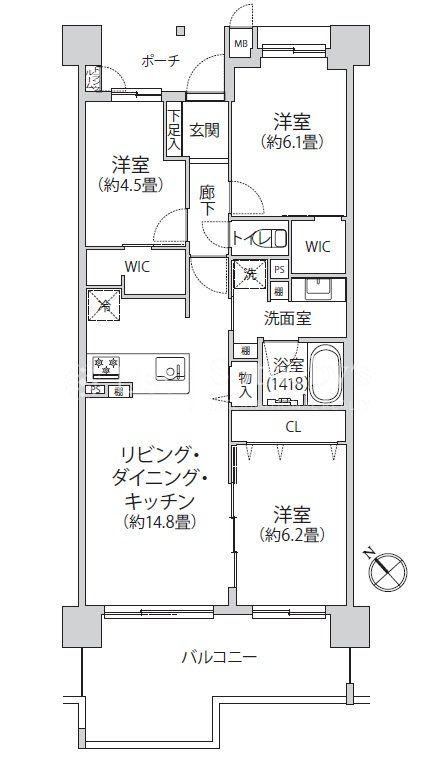 3LDK apartment in Midori Ward, Yokohama, Kanagawa - Photo 1