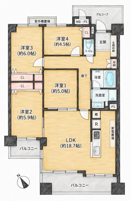 4LDK apartment in Neyagawa, Osaka - Photo 1