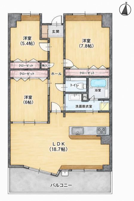 3LDK apartment in Neyagawa, Osaka - Photo 1