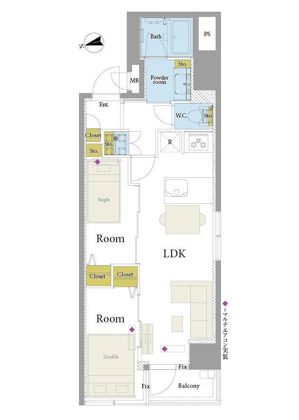 2LDK apartment in Minato Ward, Tokyo - Photo 1