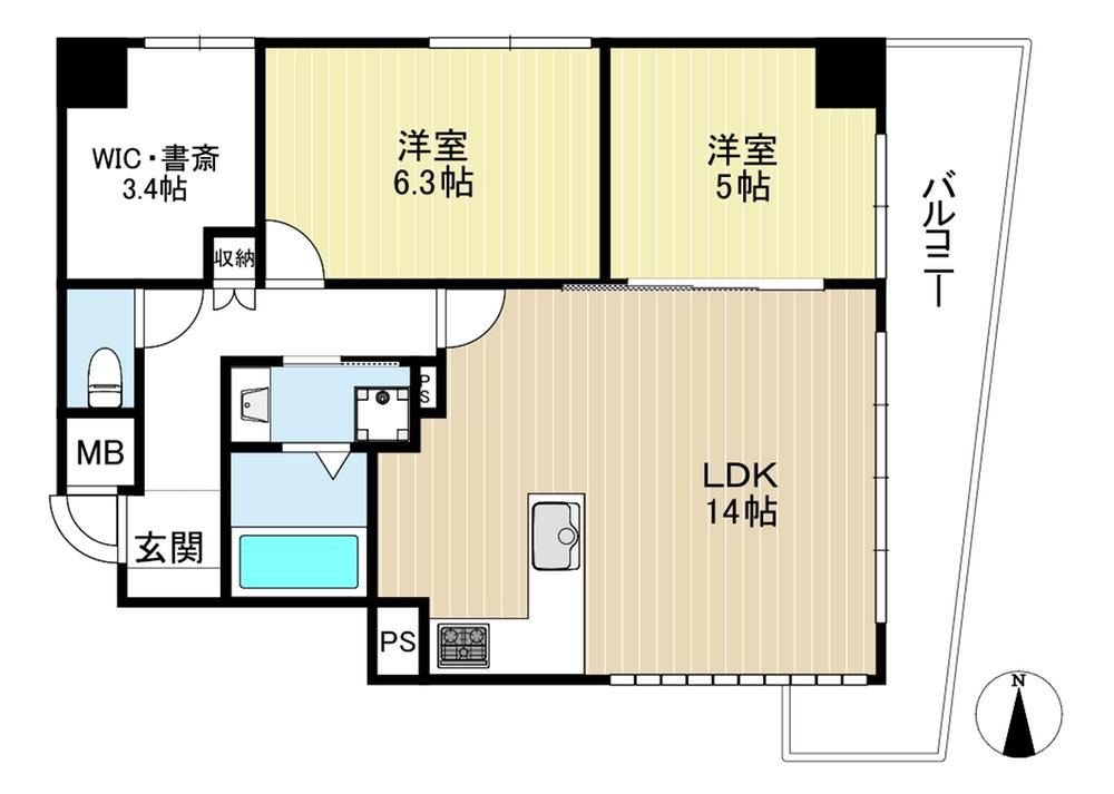 2LDK+S apartment in Nishi Ward, Osaka - Photo 1