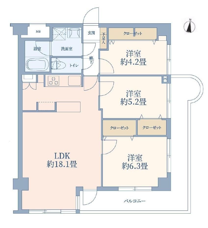 3LDK apartment in Nakahara Ward, Kawasaki, Kanagawa - Photo 1