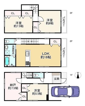 3LDK+S house in Amagasaki