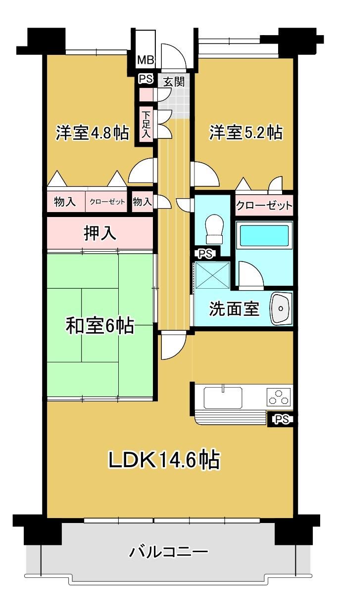 3LDK apartment in Yotsukaido, Chiba - Photo 1