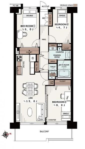 3LDK apartment in Itabashi Ward