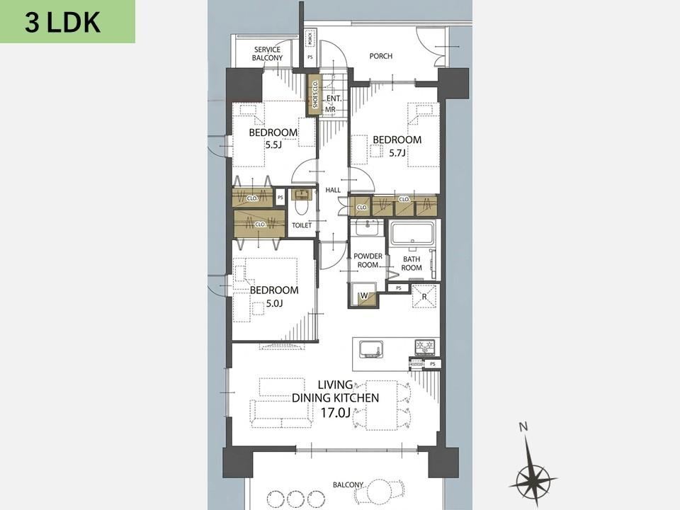 3LDK apartment in Adachi Ward, Tokyo - Photo 1