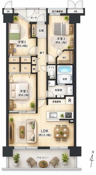 3LDK apartment in Matsubara, Osaka - Photo 1