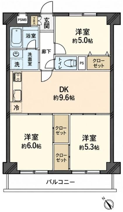 3DK apartment in Tsurumi Ward, Yokohama, Kanagawa - Photo 1