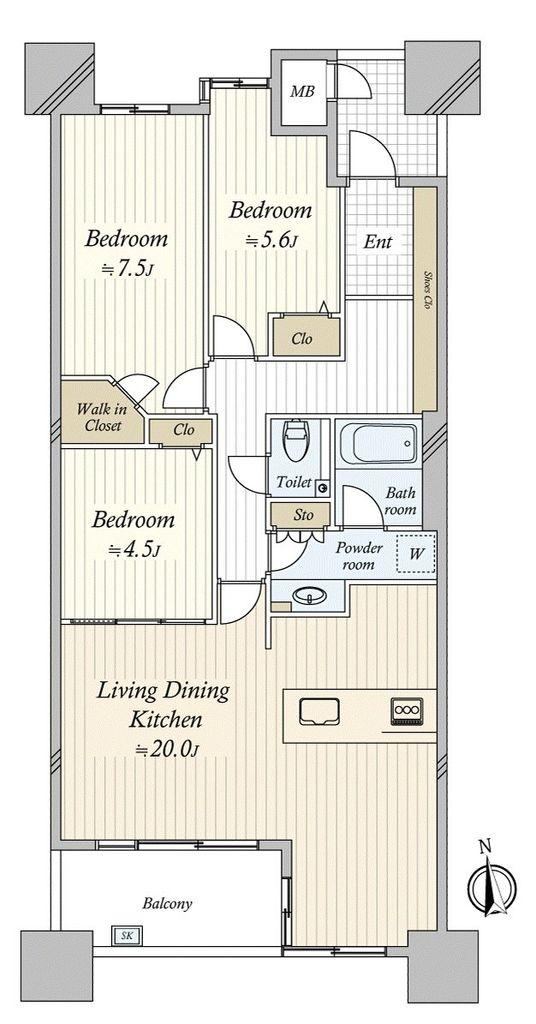 3LDK apartment in Higashi Ward, Nagoya, Aichi - Photo 1