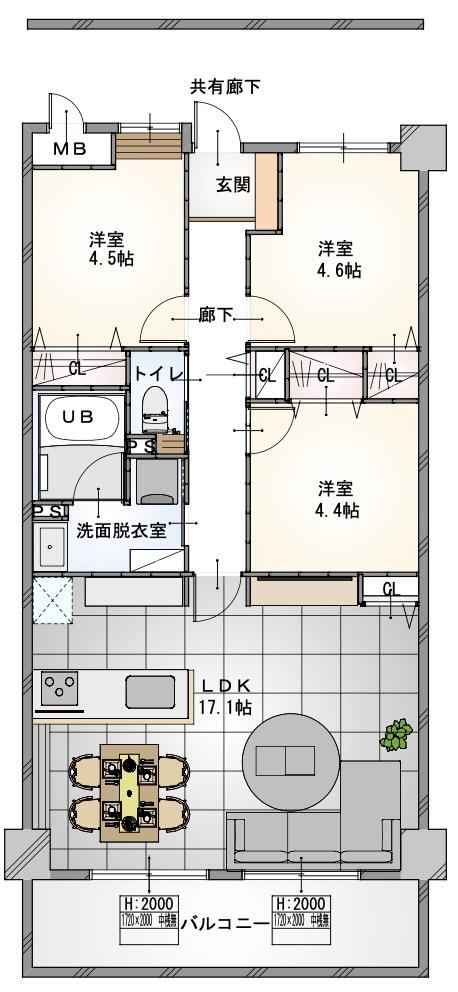 3LDK apartment in Nishi Ward, Hiroshima - Photo 1