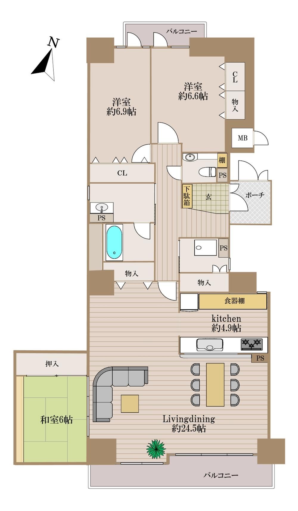 3LDK apartment in Nishinomiya, Hyogo - Photo 1